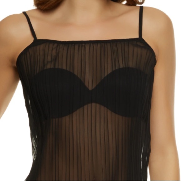 Sheer Pleated Cami Chiffon Tank Top - Picture 2 of 3